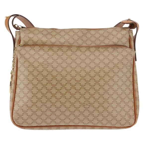 CELINE Macadam Canvas Shoulder Bag Pvc Beige Gold - Picture 2 of 13